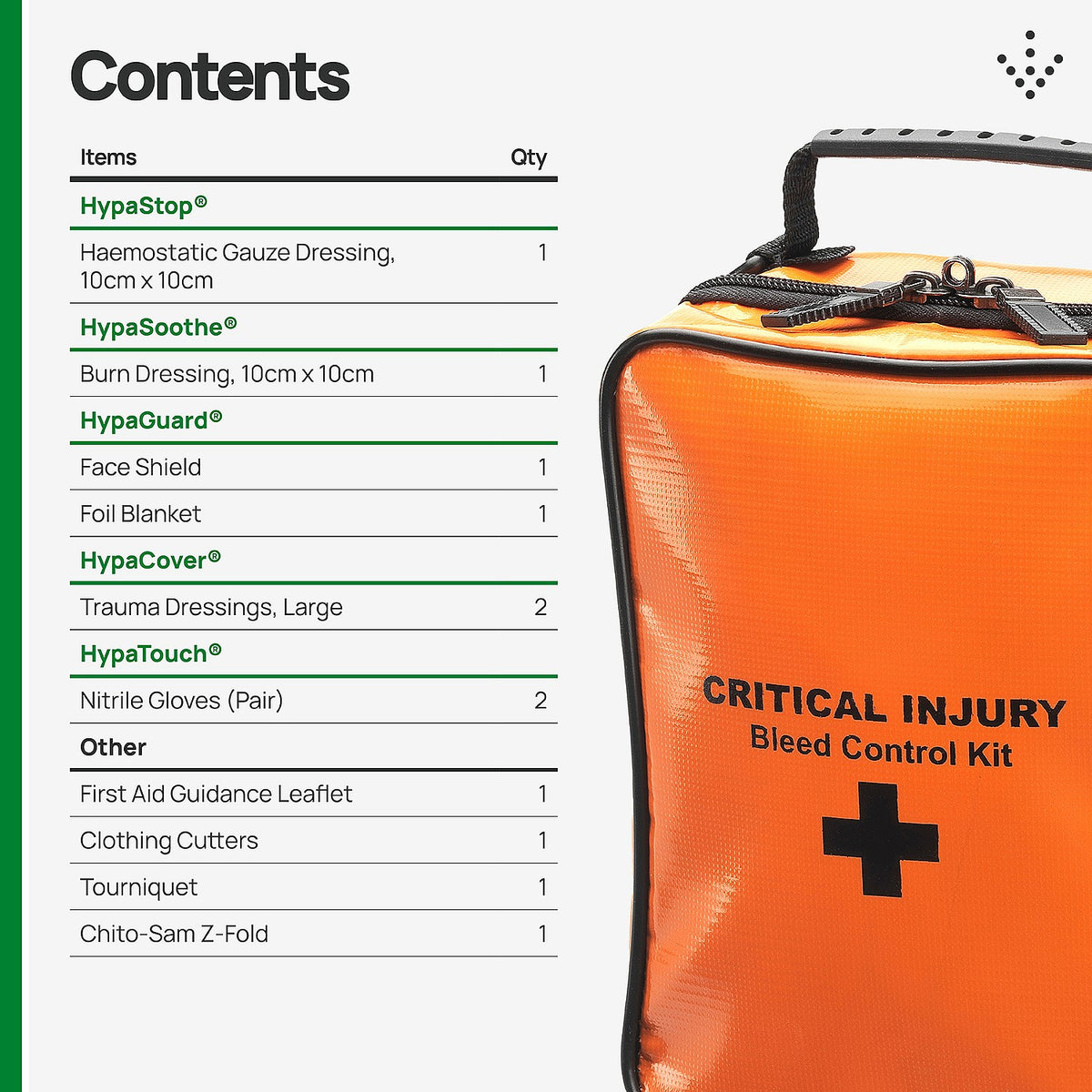 Critical injury - bleed control kit